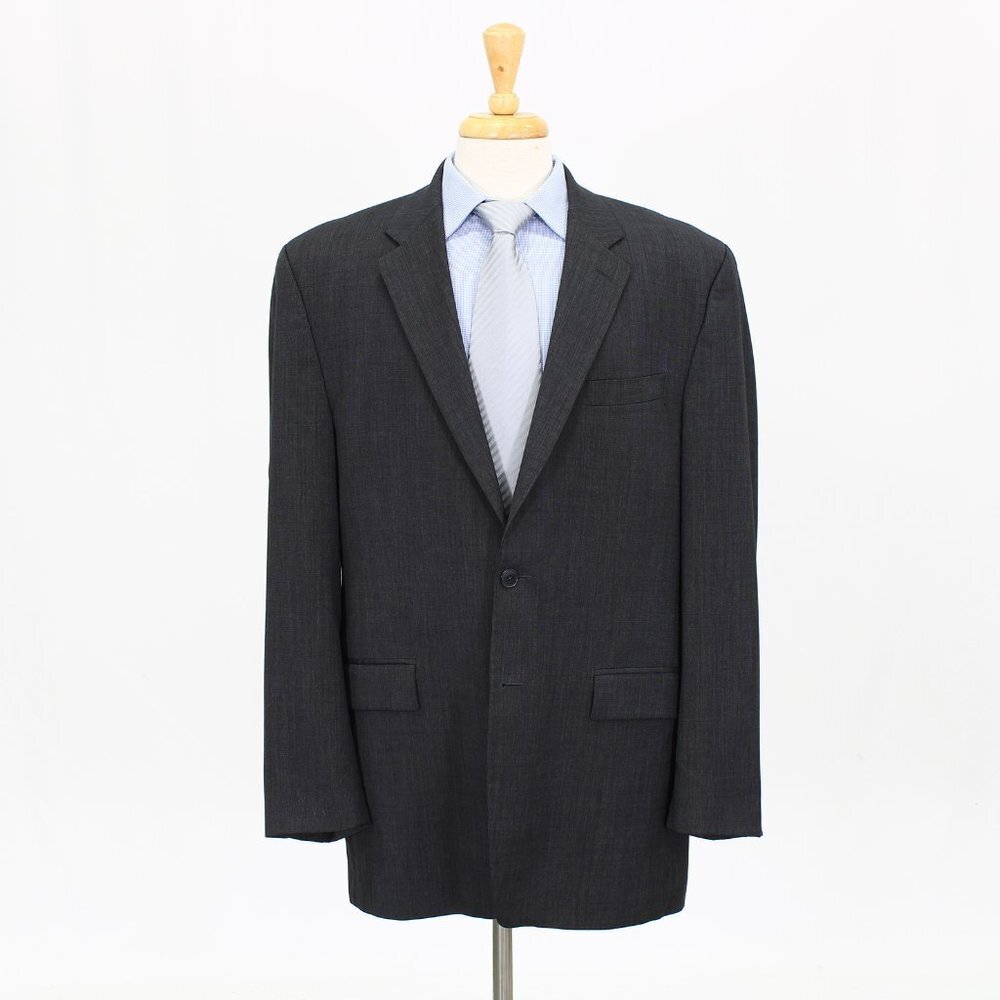 IZOD 44L Gray Solid Two Button Wool Sport Coat Blazer Jacket G109